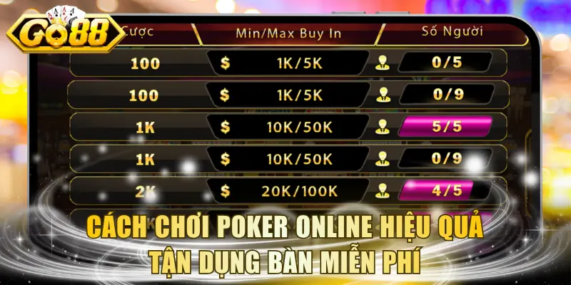 Cách chơi poker online hiệu quả tận dụng bàn miễn phí